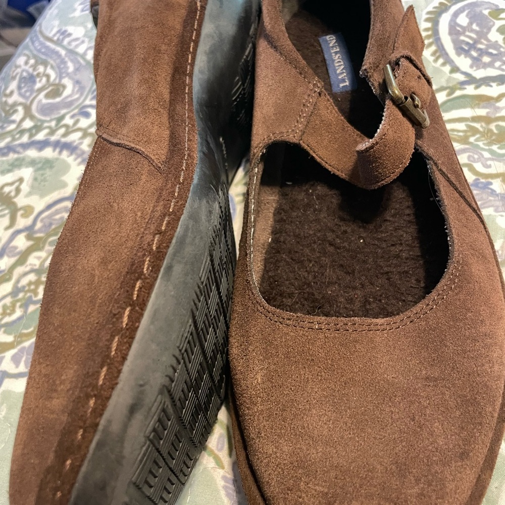 Lands End 9 brown suede Maryjane comfort shoes